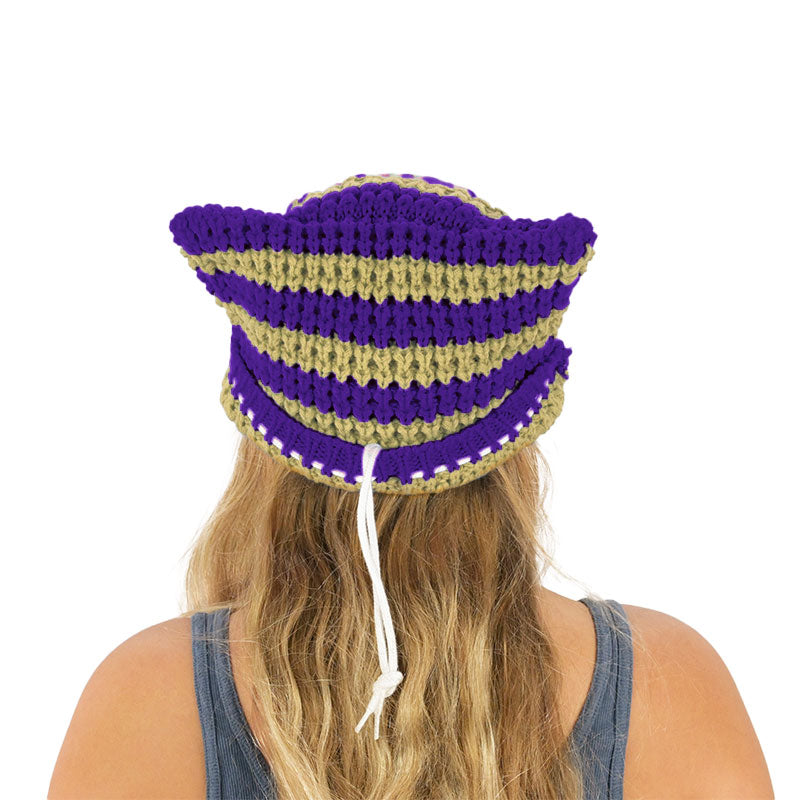 Purple and Tan Striped Beanie Pack™ Bag