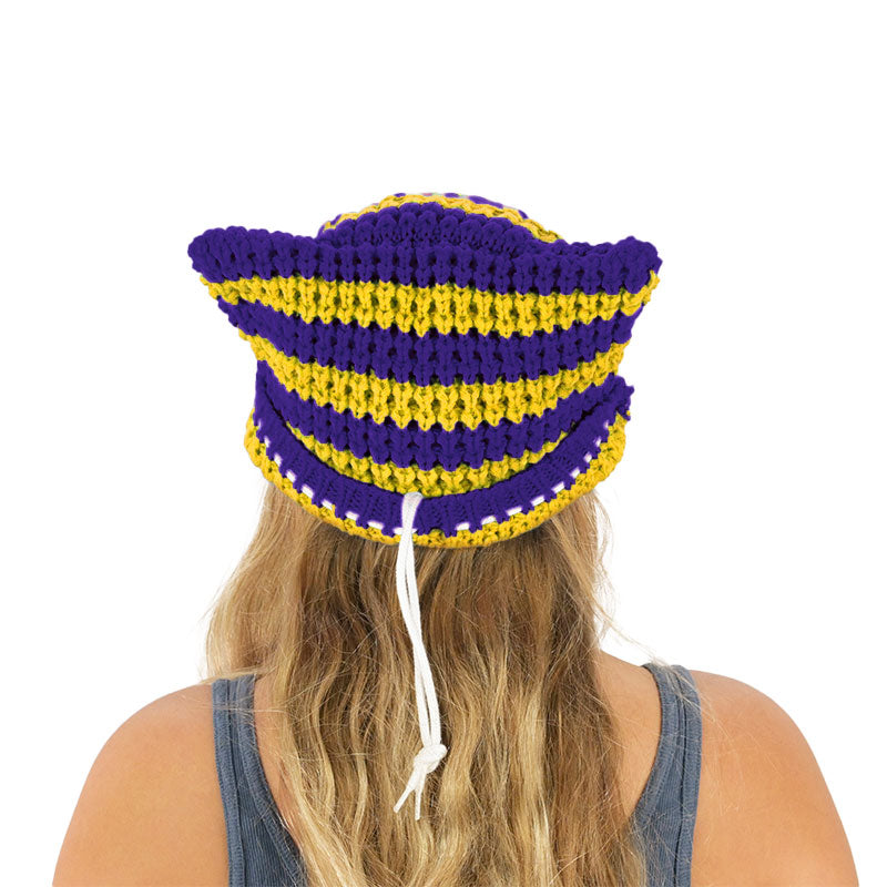 Purple and Yellow Striped Beanie Pack™ Bag