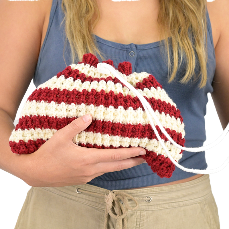 Red and White Striped Beanie Pack™ Bag