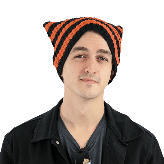 Black and Orange Striped Cat Beanie