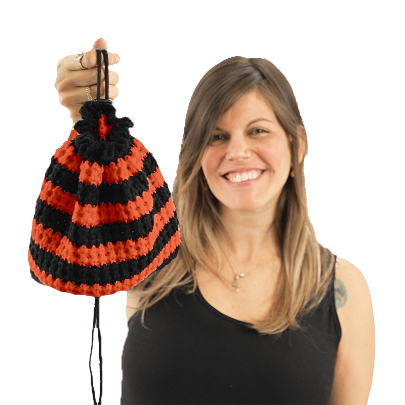 Black and Orange Striped Beanie Pack™ Bag