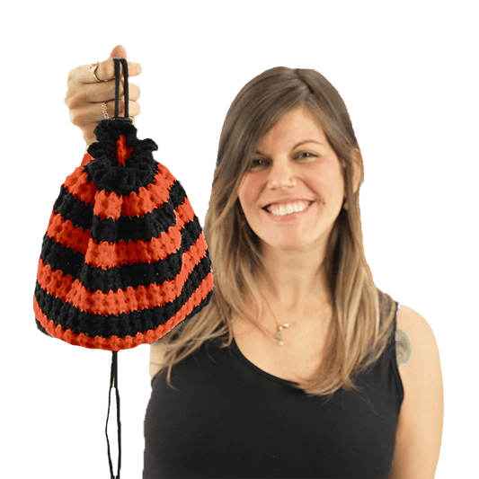 Black and Orange Striped Beanie Pack™ Bag