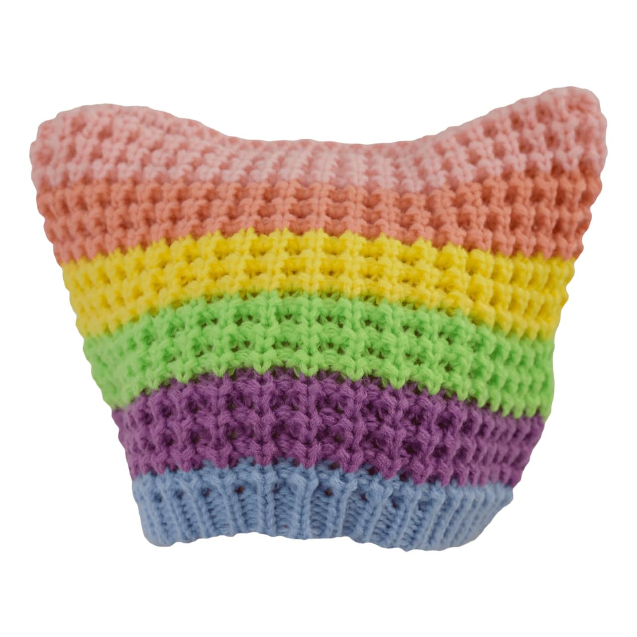 Pastel Rainbow Striped Cat Beanie