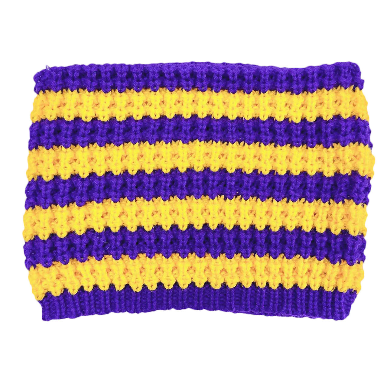 Purple and Yellow Striped Cat Beanie