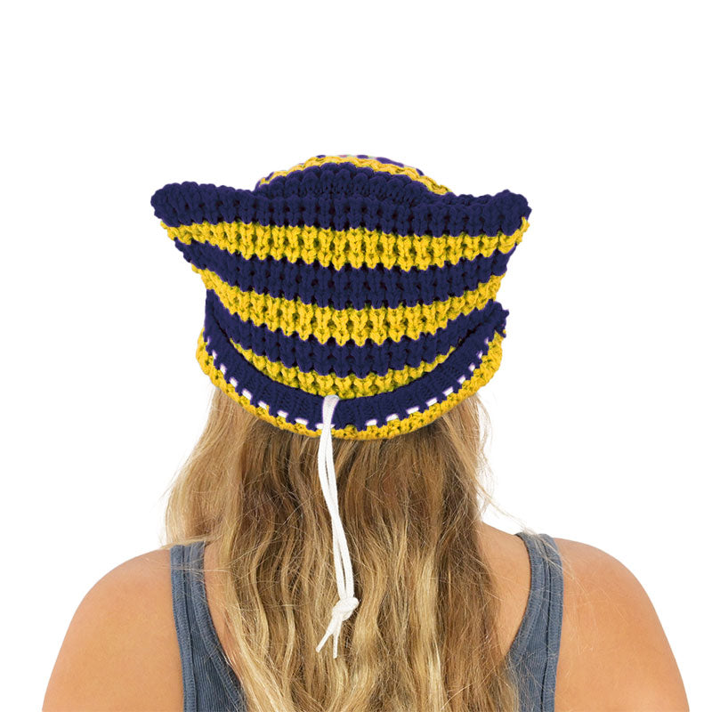 Navy and Yellow Striped Beanie Pack™