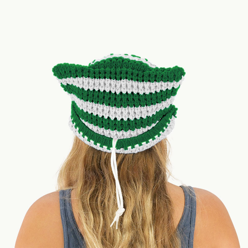 Green and White Striped Beanie Pack™