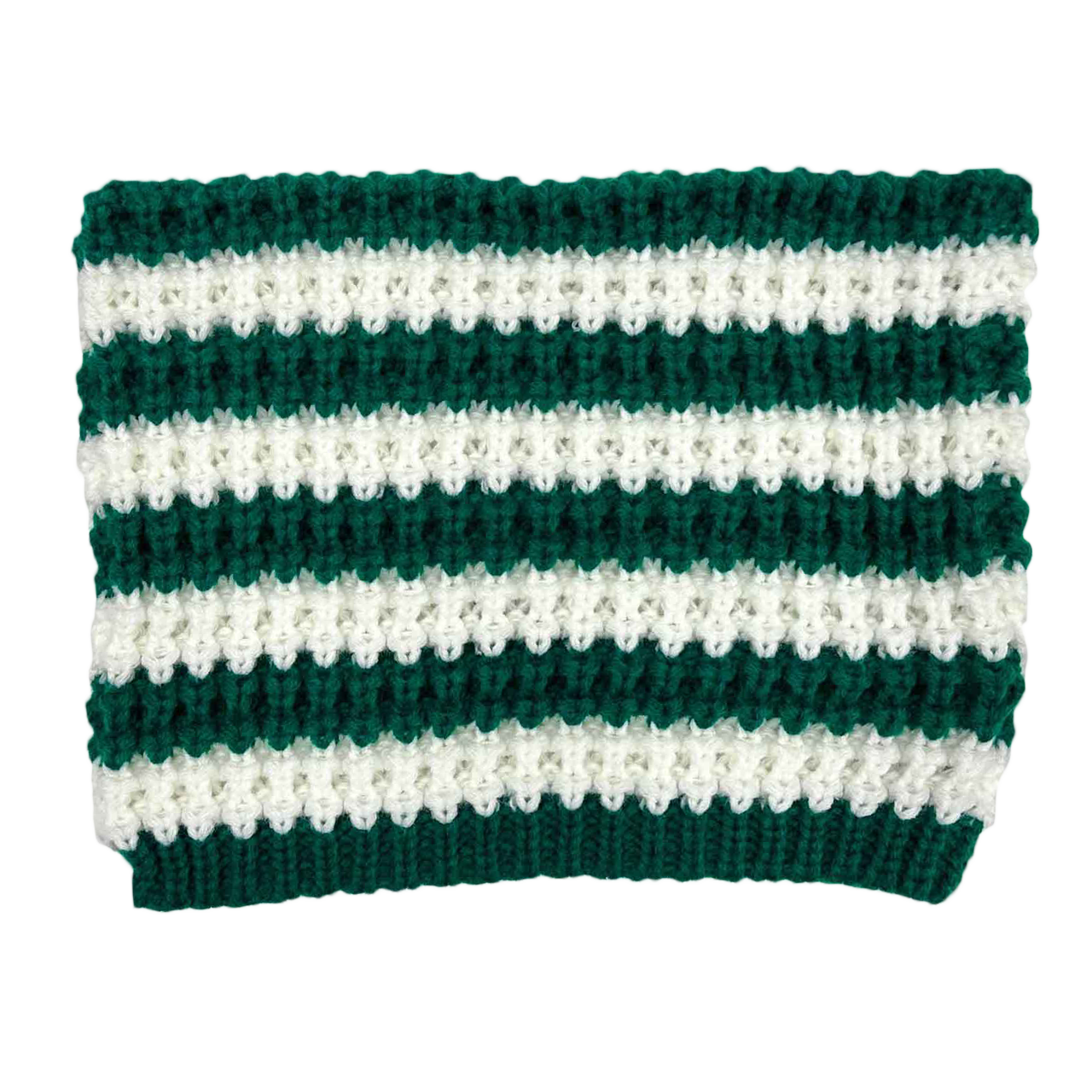 Green and White Striped Cat Beanie