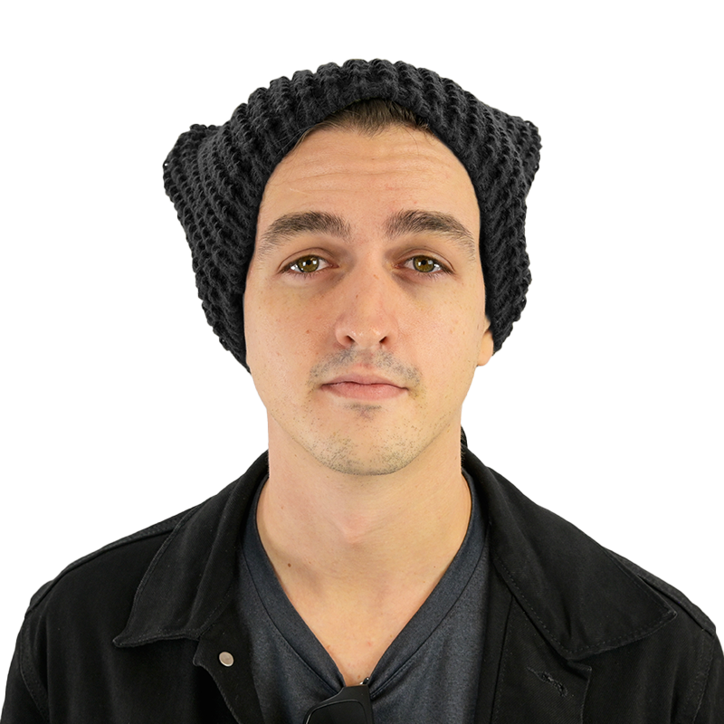 Black Solid Cat Beanie