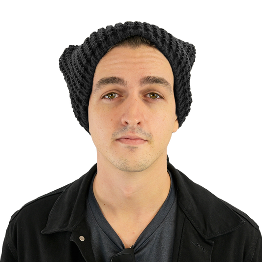 Black Solid Cat Beanie