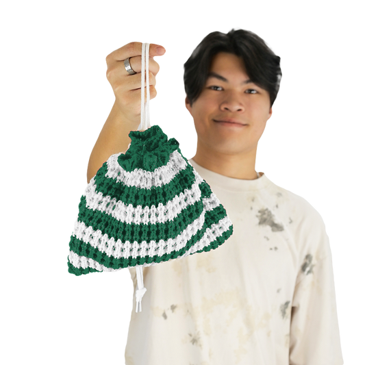 Green and White Striped Beanie Pack™