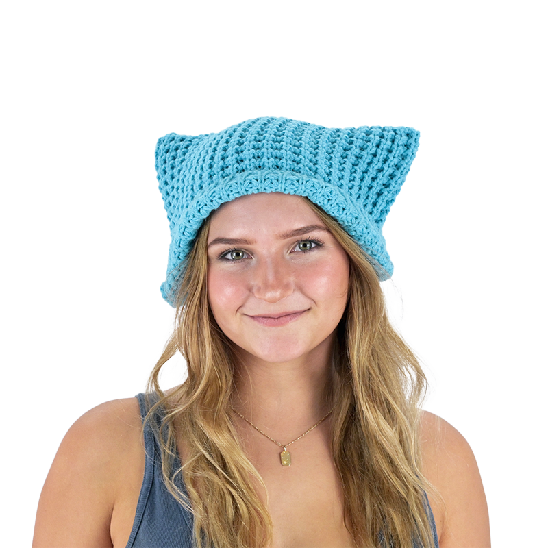 Aqua Blue Solid Cat Beanie