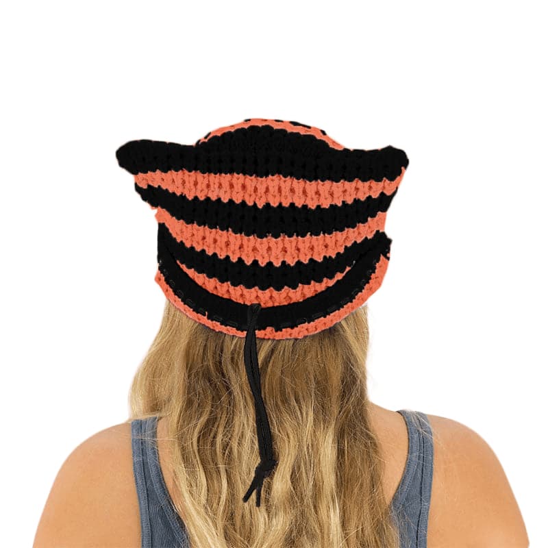 Black and Orange Striped Beanie Pack™ Bag